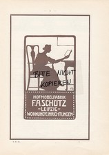 LEIPZIG, Werbung 1910, F. A. Schütz Möbel-Fabrik Wohnungseinrichtungen