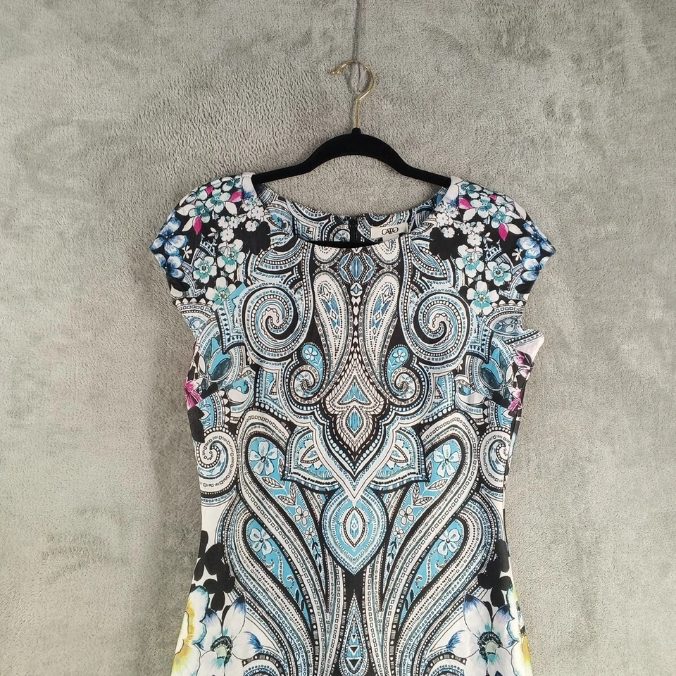 Vestido Vaina Floral CATO Mujer Talla 6 Manga Casquillo Tejido Cierre Cremallera Elegante Foto 2 de 4