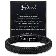 Mens Leather Bracelet I Love You Gifts for Him Men 9 inch To my boyfriend