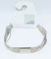 New Shiny Silver Multi Strand Choker Necklace by 14th & Union #N2524
