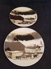 2 Andrew Wyeth For Georg Jensen 8" Plates The Kuerner Farm 1971 Made In USA