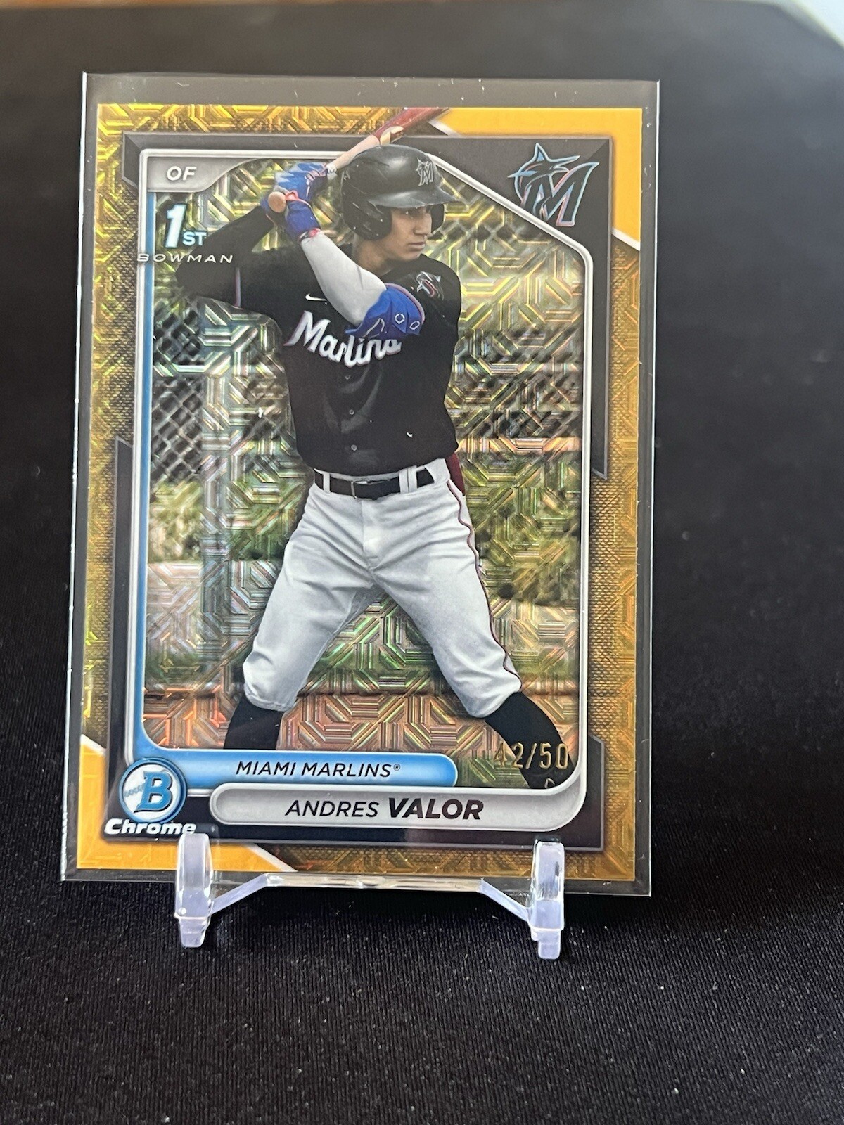 Andres Valor 2024 Bowman Chrome 1st Gold Mojo /50 SP Miami Marlins