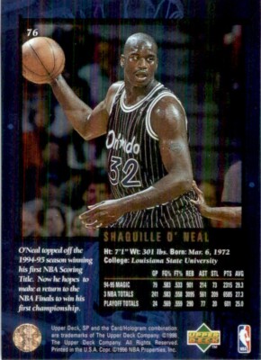 1995-96 SP Championship Shaquille O'Neal Orlando Magic #76 | eBay
