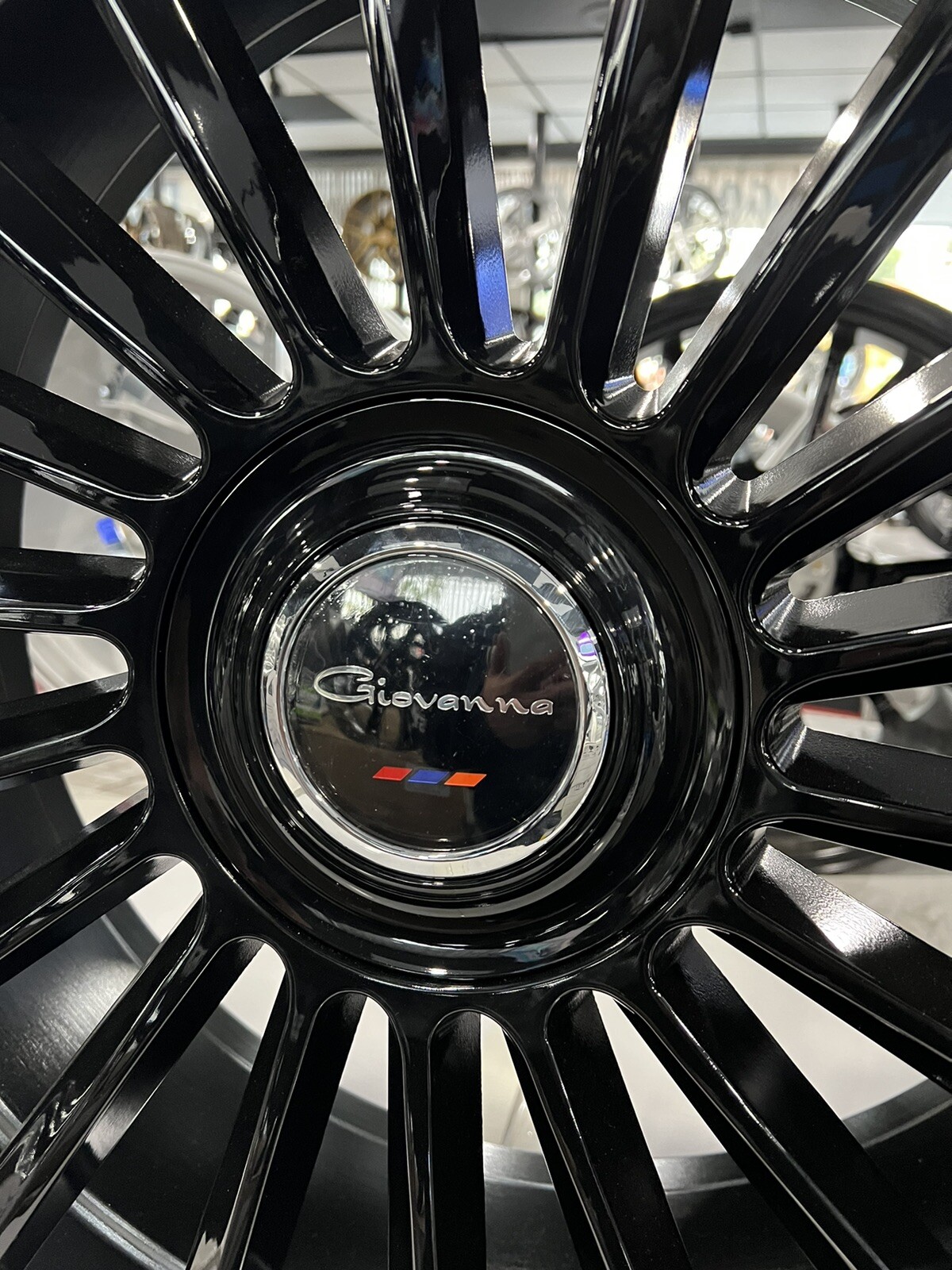 24" STAGGERED KOKO KUTURE URFA GLOSS BLACK RIMS WITH FLOATING CAPS ROLLS ROYCE