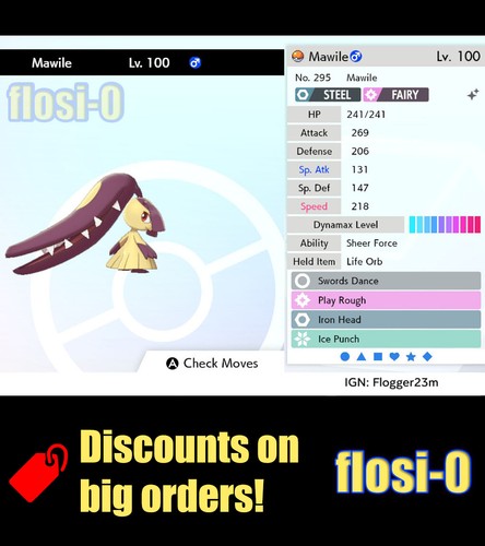 Épée et bouclier Pokémon Mawile ultra brillant 6IV (carré brillant) - Photo 1/2