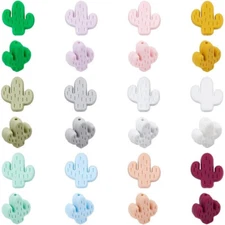 1box 24pcs 12 colors Silicone Beads Chewing Beads For Cactus Mixed color