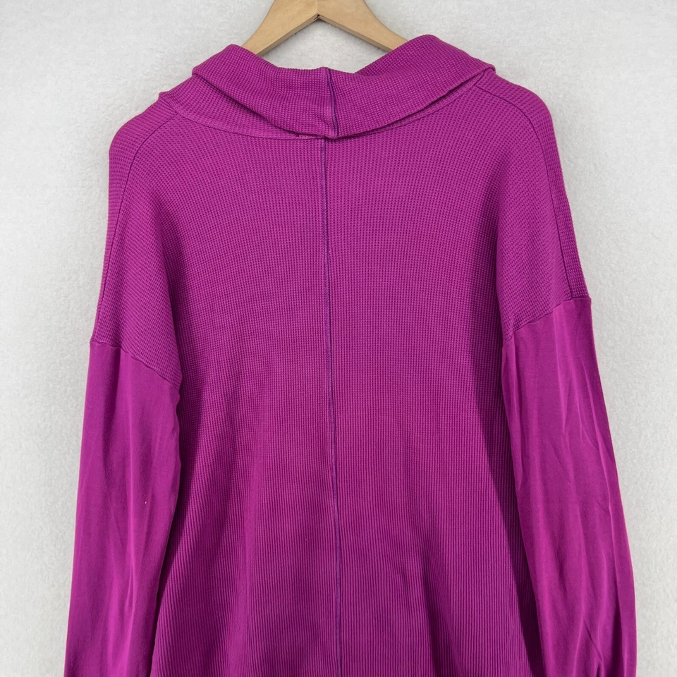 ESPLÉNDIDO Top L Capucha Cuello Térmico Gofre Manga Larga Supima Mezcla Algodón Rosa EE. UU. Foto 4 de 4