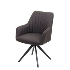Küchenstuhl HWC-H73, Esszimmerstuhl Stuhl, Retro Stahl Stoff/Textil, grau-braun