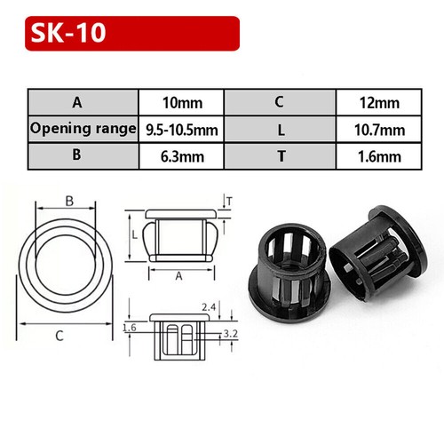 Dia 8 - 60mm Snap in Cable Hose Cover Bushing Grommet Wire Tidy Protector Black - Picture 14 of 34