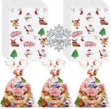 Christmas Treat Bags - 100 Pcs (6" X 9" Inch) | 2.5 Mil Crystal Clear Cellophane