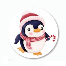 Cute Dancing Penguin Christmas Favors Scrapbook Stickers Labels Envelope Seals
