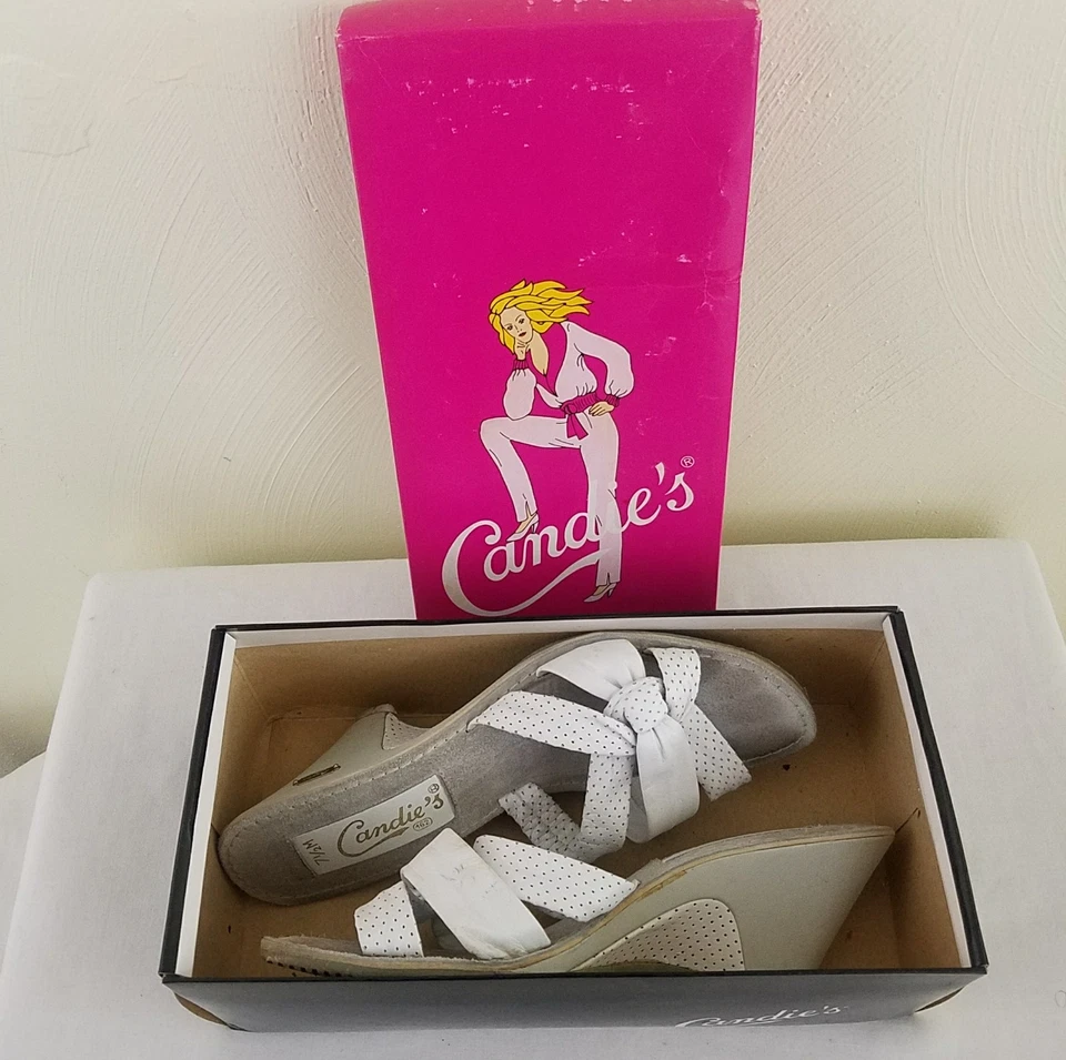 Винтажные конфеты туфли сандалии белый "чудо помадка" размер 7 1/2 M Бразилия - Изображение 4 из 4