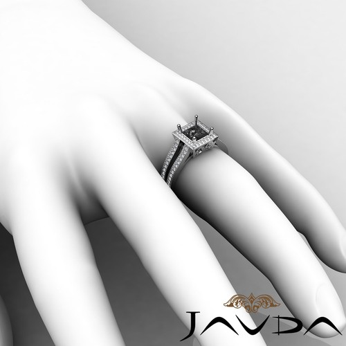 Halo Princess Filigree Semi Mount Diamond Engagement Ring 14k White Gold 0.9Ctw - Picture 6 of 6