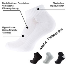6 Paar Quarter Sportsocken Mesh-Strick, Laufsocken, Kurzsocken mit Frotteesohle