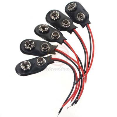 10Pcs Snap on 9V   Holder Clip Connector Hard Shell 10CM Cable Lead #F7
