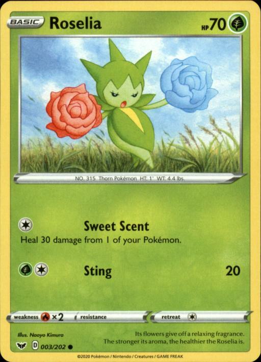 2x (SWSH01-003) Roselia (C) Pokemon Sword & Shield Card # 3 | eBay