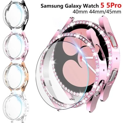 QVBWORLD Bling Case & Screen Protector For Samsung Galaxy Watch 5 5 Pro 40/44/45mm Cover