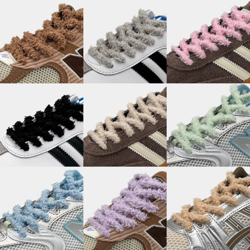 KICKSARCHIVE Schnürsenkel Fuzzy Fluffy Laces Sneaker 120 cm / 140 cm - weiß cream farbig