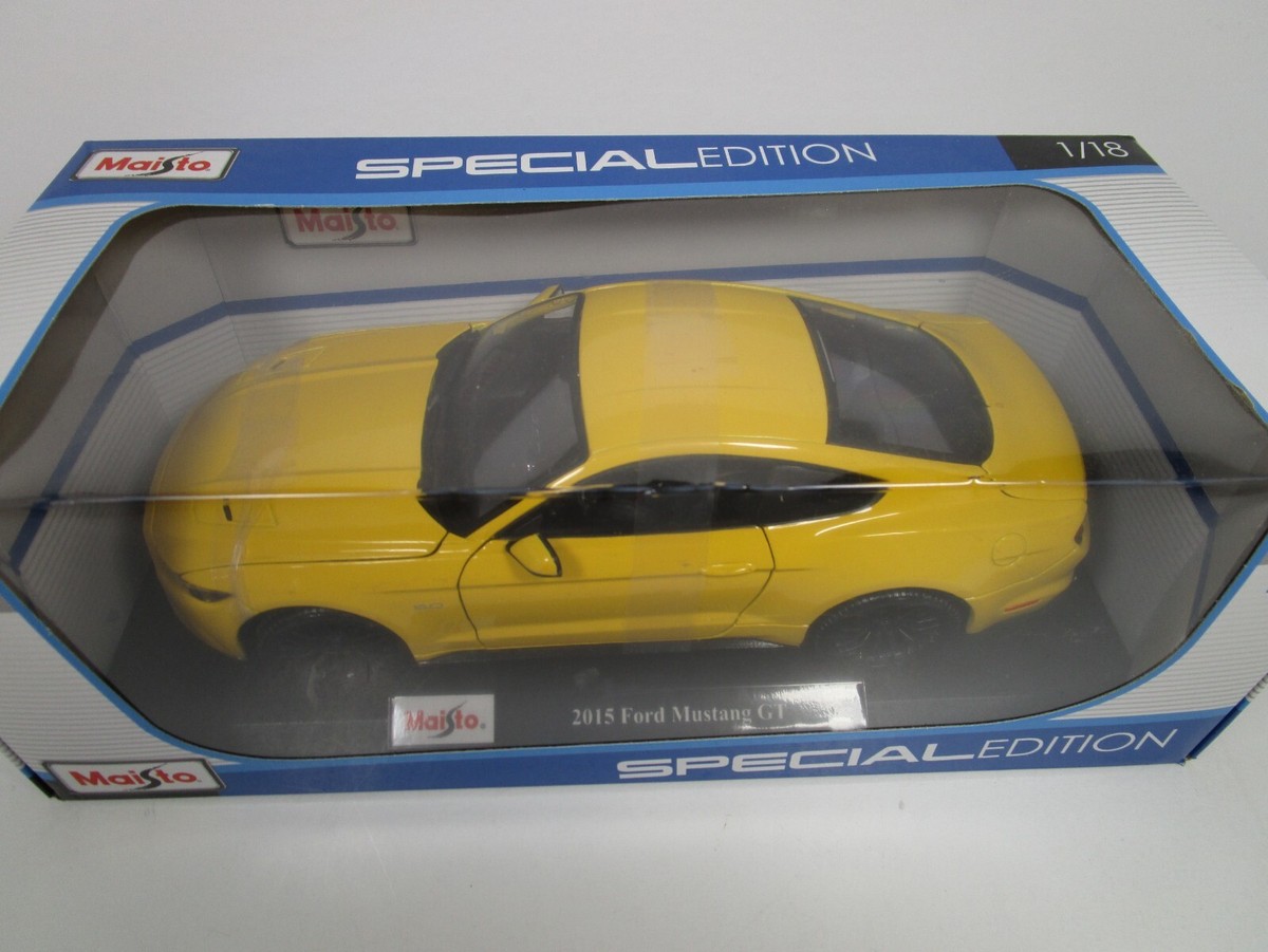 マスタング2015ＧＴマイストイエロー18/1。 MAISTO 1/18 SPECIAL EDITION YELLOW 2015 FORD MUSTANG GT USED