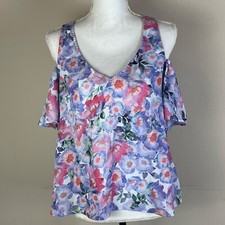 Show Me Your Mumu Birdie Ruffle Dress Cold Shoulder Floral Size XS V-Neck Short