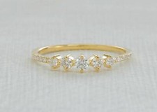 14K Gold Diamond Designer Eternity Wedding Band Rings / Thin Stacking Ring /