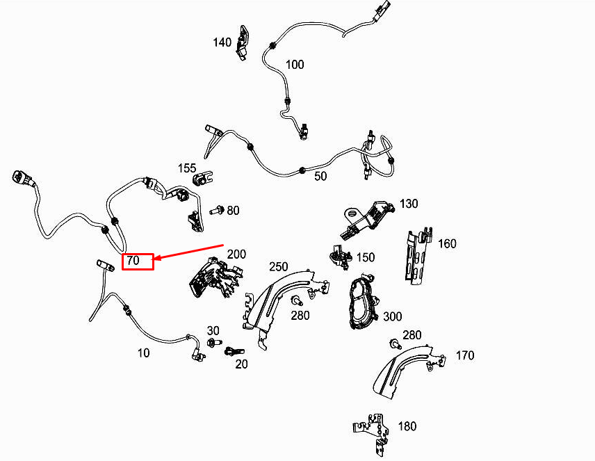 MERCEDES-BENZ E W213 Rear RH Axle Parking Brake Wiring A2135404217