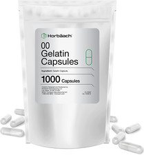 Empty Capsules Size 00  1000 Clear Gelatin Capsules  Resealable Bag  Non-Gmo,