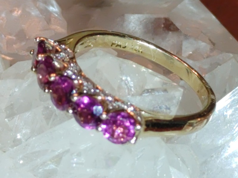 10K Yellow Gold & Amethyst Cocktail Band Ring Marked 10K PAJ (Prime Art Jewels)