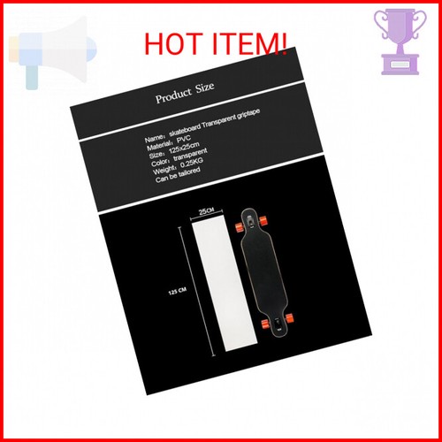 ZUEXT 11" x 50" Clear Skateboard Grip Tape, Waterproof Scooter Grip Tape, Longbo - Picture 2 of 2