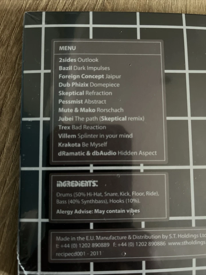 Recipe Book Vol #1 CD Album  Drum&Bass/Mint & Sealed  Pessimist/Jubei/Skeptikal Foto 3 de 3