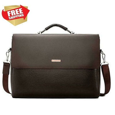 Maletines Para Hombre De Cuero De Oficina Negocios Laptop Marron Negro  Maletin | eBay
