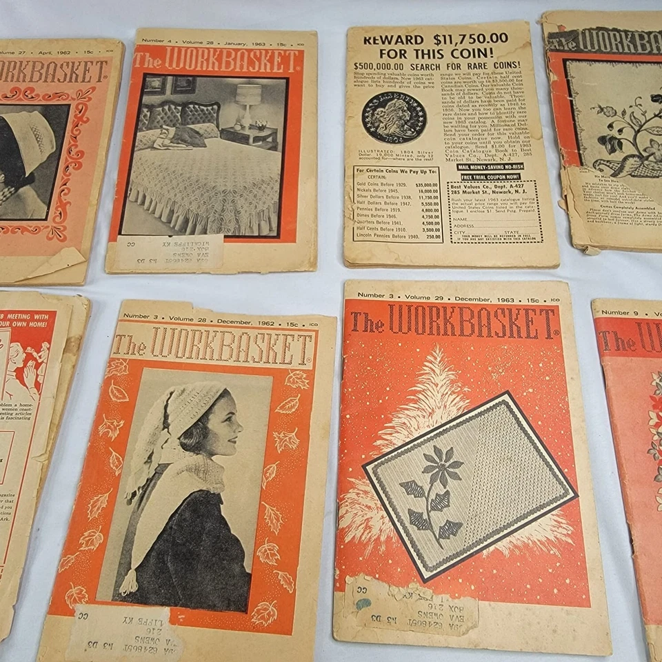 Vintage Workbasket Magazines & Farm Almanac 1998 Lot Of 11 Needlework 1960s - Image 3 of 4