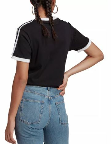 Adidas Originals 3-Stripes Tee Black T Shirt Women's Size 2XS 1080 - Picture 2 of 2