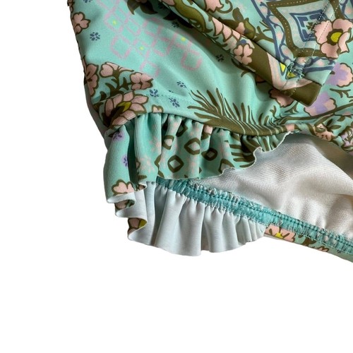 Seafolly Long Sleeve Surf Tank One Piece Swimsuit Blue Floral Kids Size 4 New - Picture 2 of 5