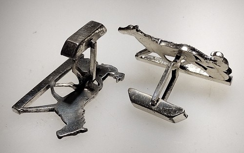 Rare Vintage Figural Sterling Silver Fenwick Sailors Horse Buggy Cufflinks - Bild 3 von 3