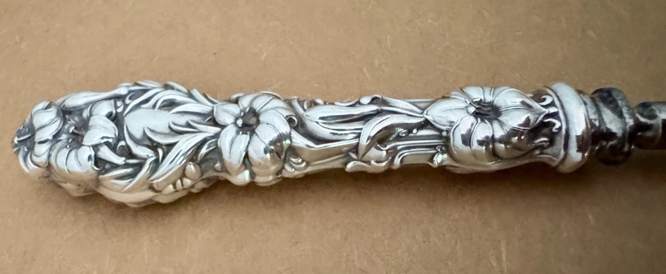 OLD WHITING MFG CO LILY FAT HANDLED STERLING 3 PIECE ROAST CARVING SET MINT! - Image 4 of 4