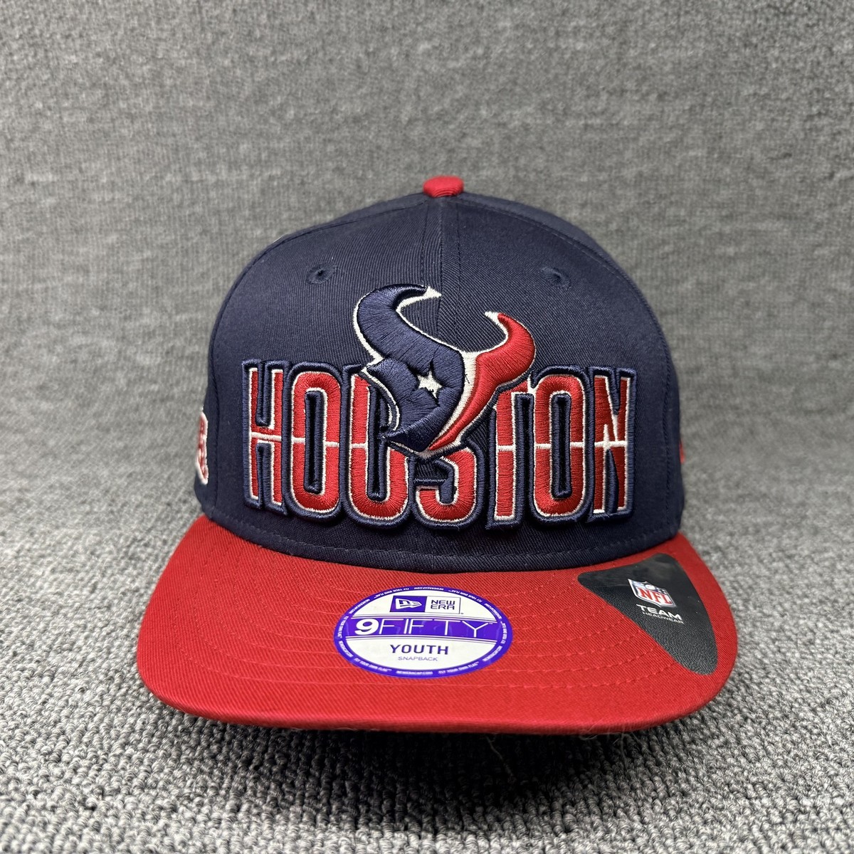 New Era Houston Texans 9FIFTY Youth Snapback Hat Navy Red AFC Underbrim Wordmark