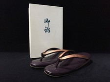 O0851 Vintage Japanese Kimono Zori Sandals Geta Flip Flops Women Purple