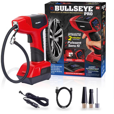 BULLSEYE PRO Tire Inflator with Pressure Gauge, Compact and Portable, Automatic