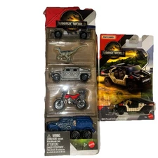 2025 Jurassic World Rebirth Matchbox 5 pack  New + Bonus OFF-ROAD INGEN Vehicle