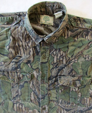 Mossy Oak Shirt Vintage 80s Men's XL-XXL Full Foliage Camo Camouflage Hunting