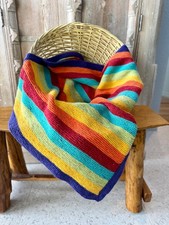 Brand New Unused Unisex Hand Knit Rainbow Baby and Toddler Blanket
