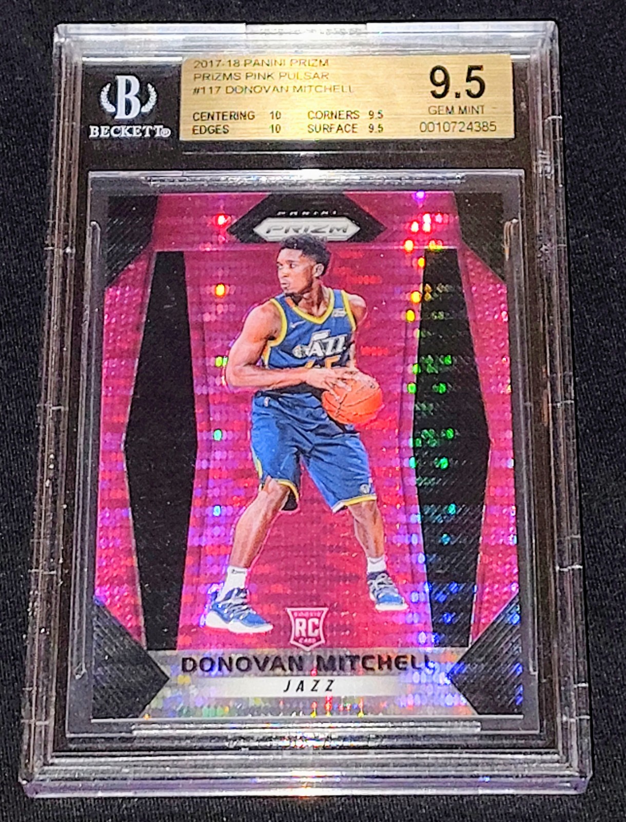 2017 Panini Prizm Donovan Mitchell RC Rookie Pink Pulsar #/42 BGS 9.5 GEM MINT
