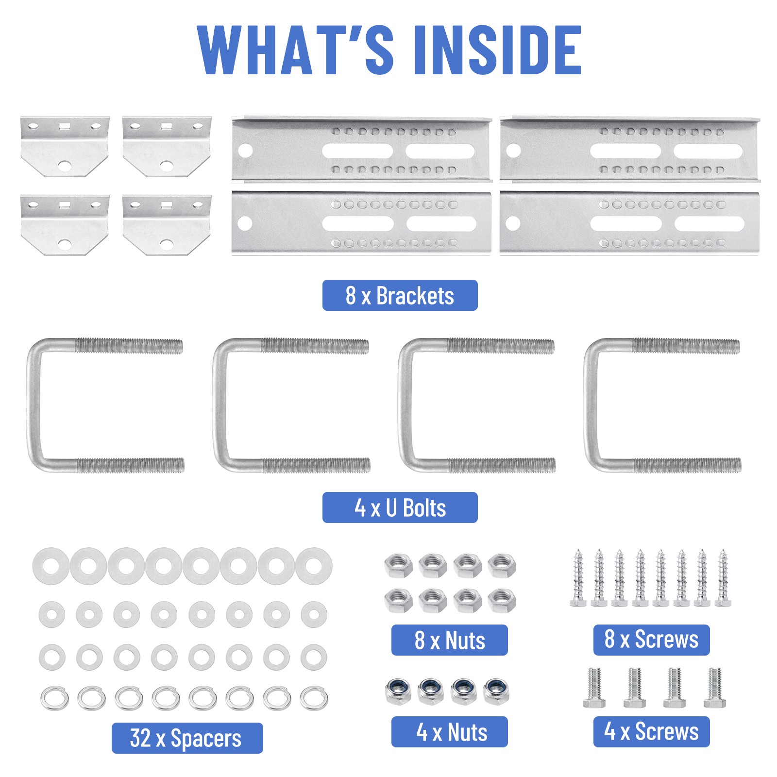 4 Pack 10" Galvanized Swivel Top Bunk Bracket Kit For Boat Trailer 1.5x3、2x3、3x3