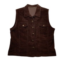 VTG Brown Corduroy Button Up Vest- Size Unknown