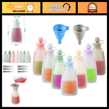 Reusable Silicone Baby Food Pouches - 7 Pack Squeeze Pouches for Toddlers, BPA-F