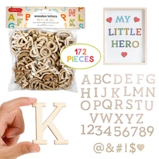 Wooden A-Z Alphabet Letters, Numbers & Symbols for Crafts (2 inch - 172pcs)