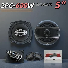 5" Space-Saving Car Audio - 600W 4-Way Speakers, Dust Guard+Cables