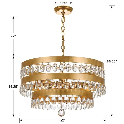 Crystorama Perla 21 3/4" Tiered Drum Antique Gold Crystal Chandelier - Picture 5 of 5
