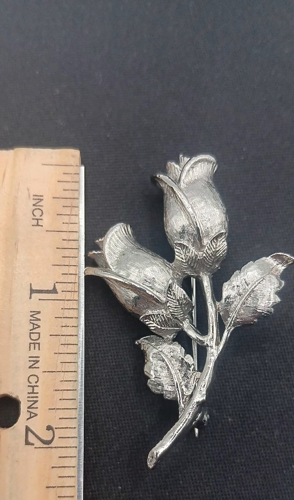 Vintage Signed GIO Sterling Silver Solid Cast Ros… - image 3